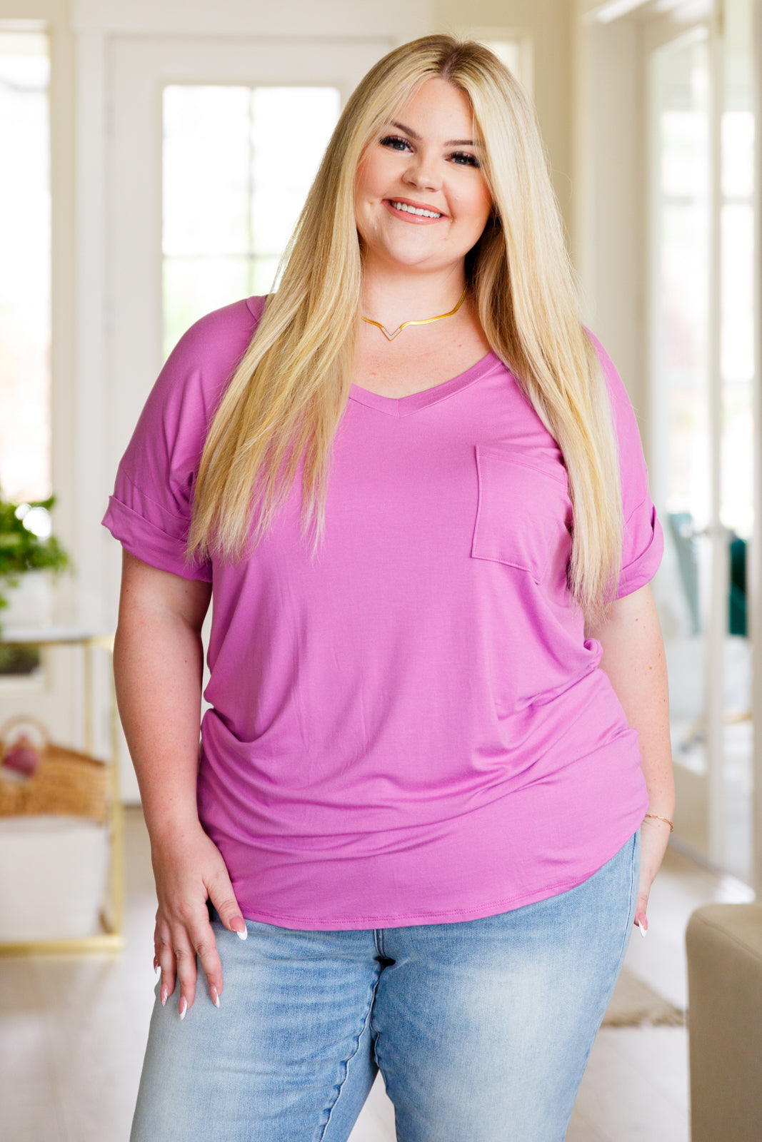 Absolute Favorite V-Neck Top in Orchid | 6 sizes