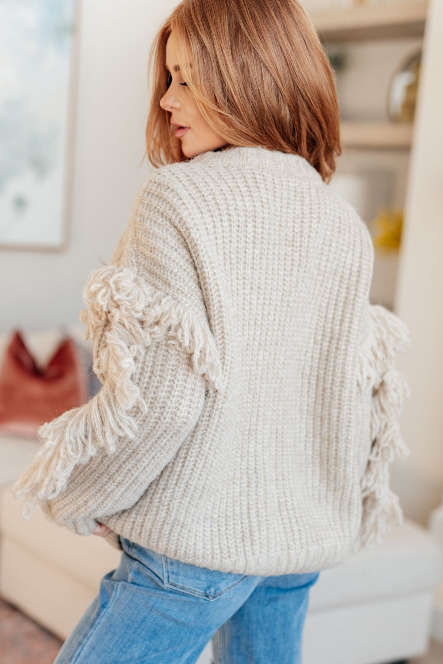 Ask Me About It Fringe Cardigan in Tofu