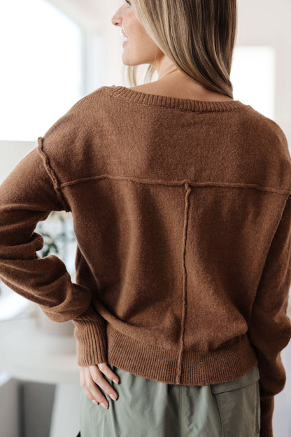 Back to Life V-Neck Sweater in Brown Sugar