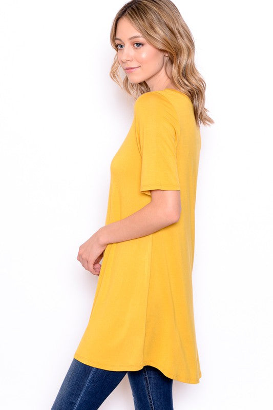 Honey Yellow Solid Knit Flowy Top | 3 sizes