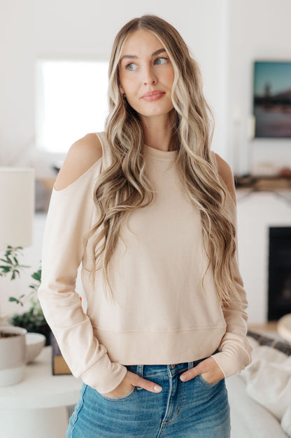 Carefully Crafted Cold Shoulder Blouse in Vanilla Ice