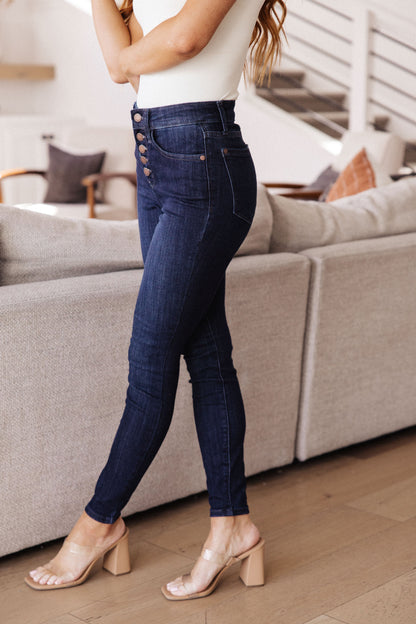 Celecia High Waist Hand Sanded Resin Skinny Jeans | Judy Blue