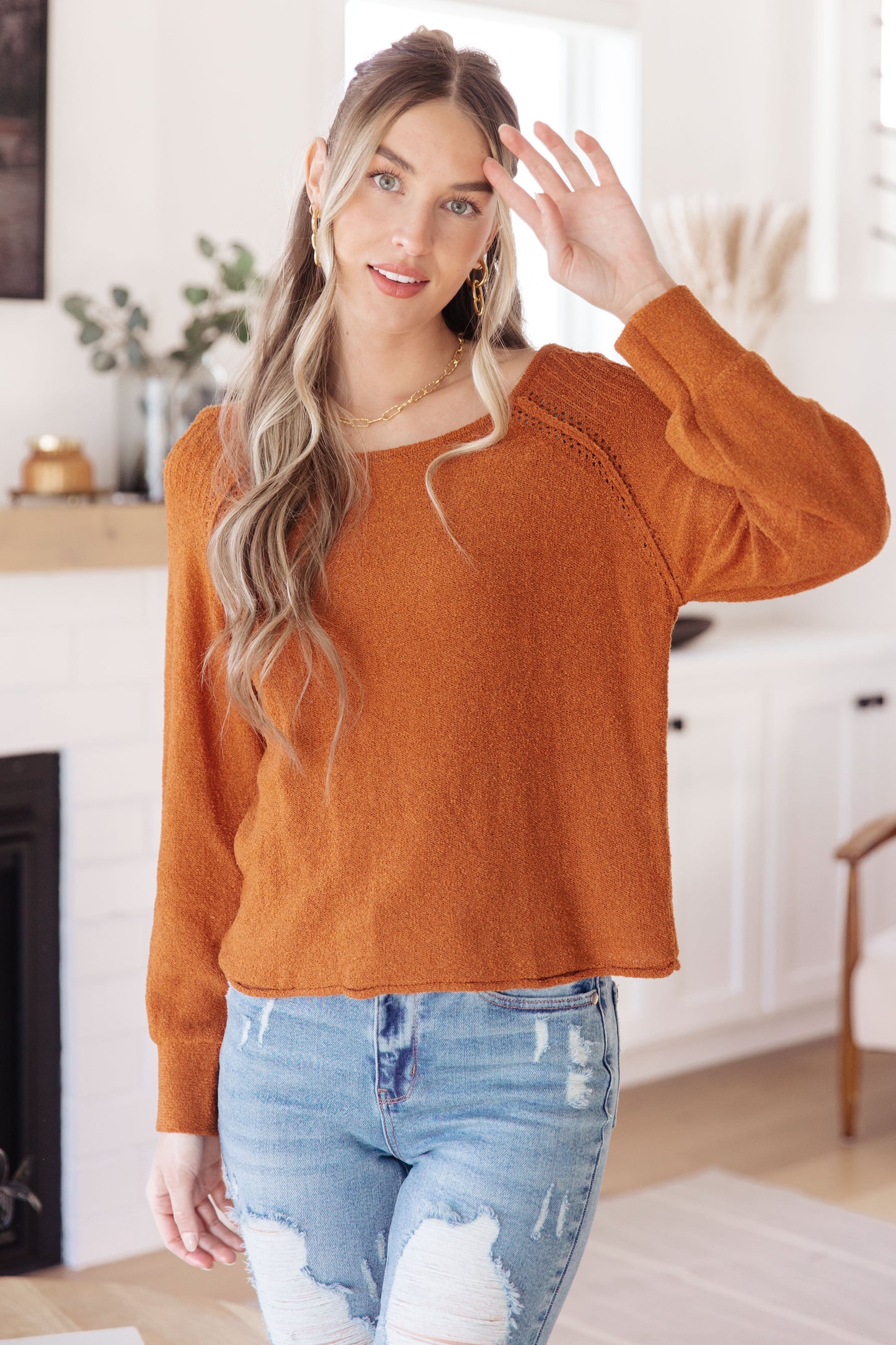 Don't Be Difficult Pullover Sweater in Rust