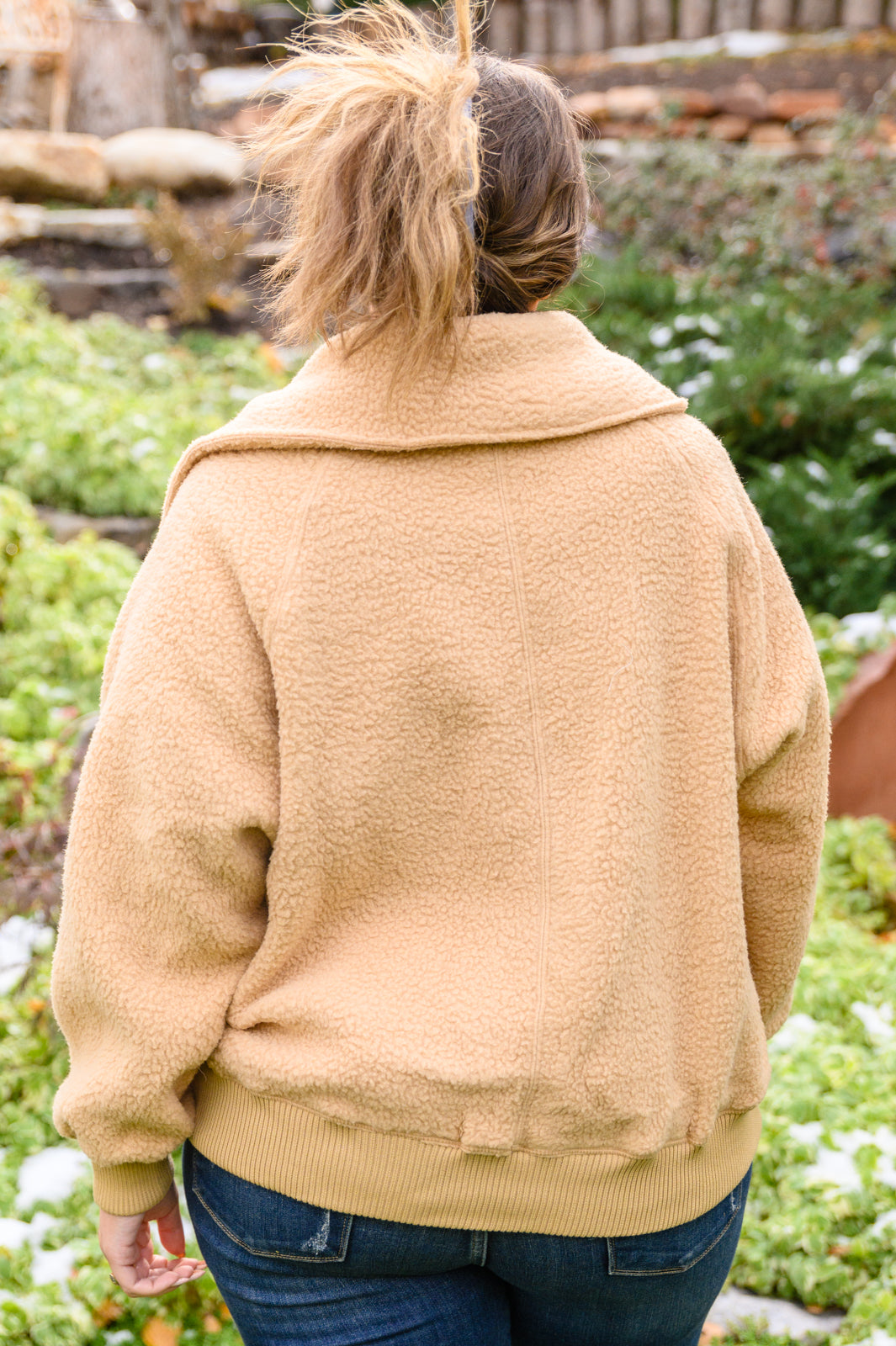 Don't Stress Oversized Collar Sherpa Jacket In Taupe | 7 Sizes