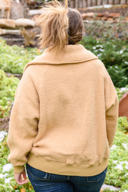 Don't Stress Oversized Collar Sherpa Jacket In Apricot