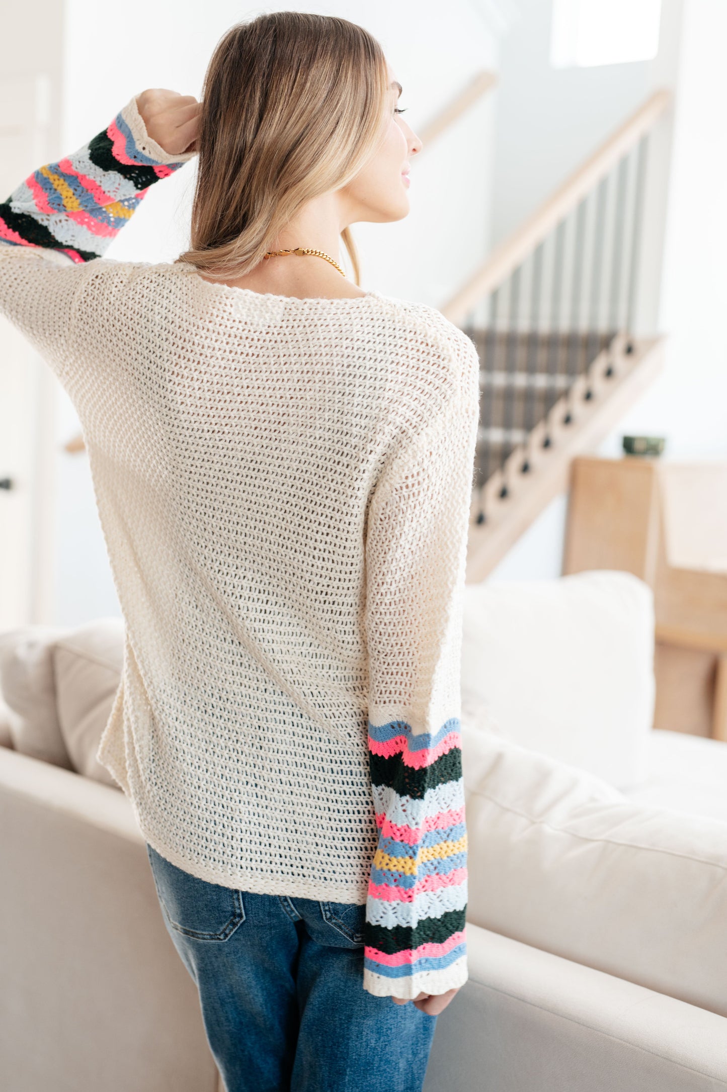 End of the Story Candy Striped Sleeve Sweater