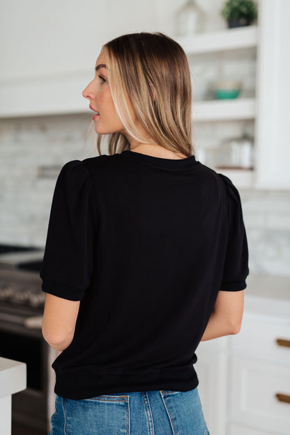 Evidently Different Puff Sleeve Top in Black