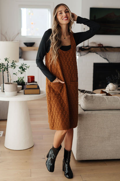 Free Falling Quilted Midi Dress in Sienna
