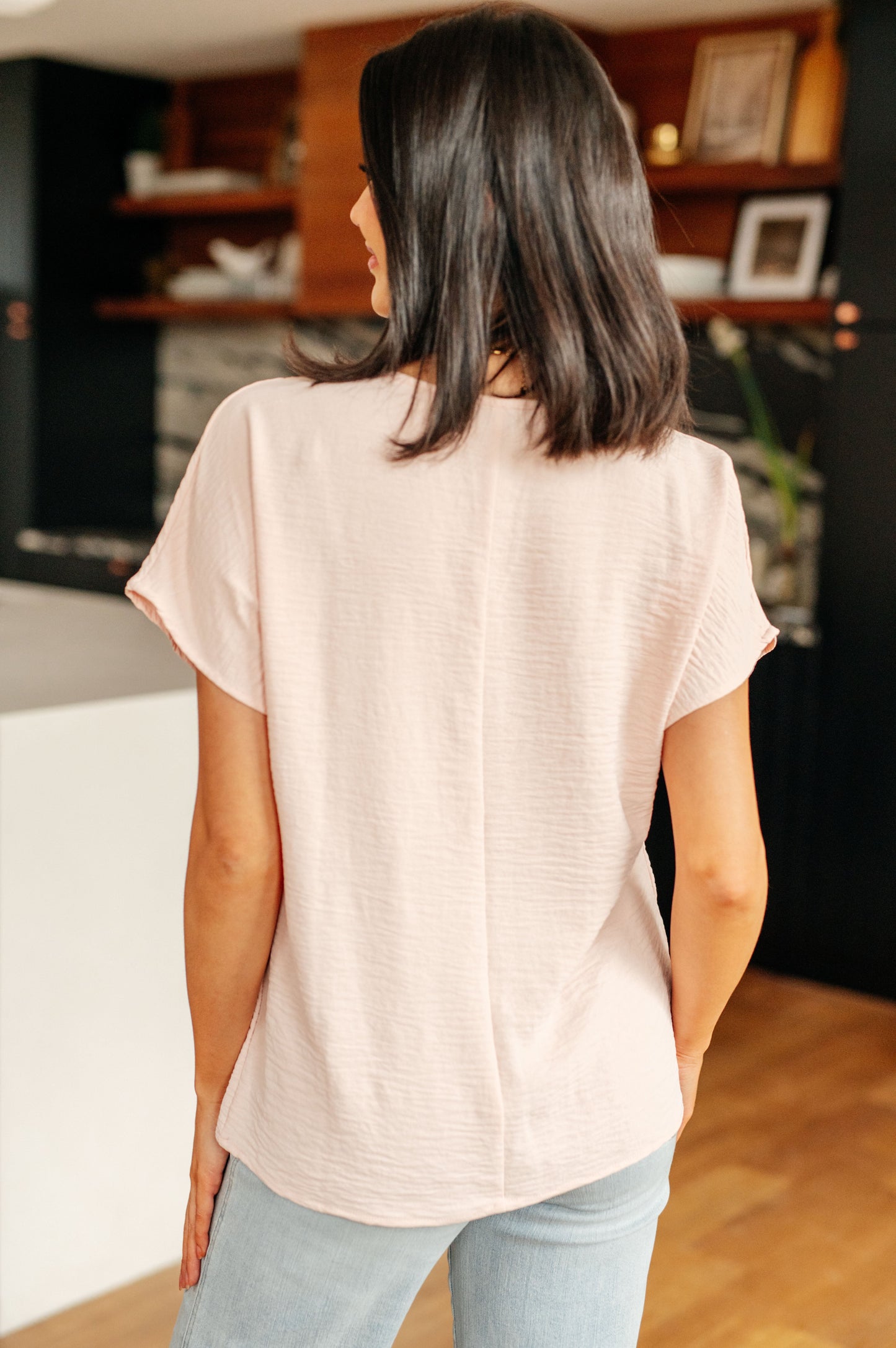 Frequently Asked Questions V-Neck Top in Blush Puree