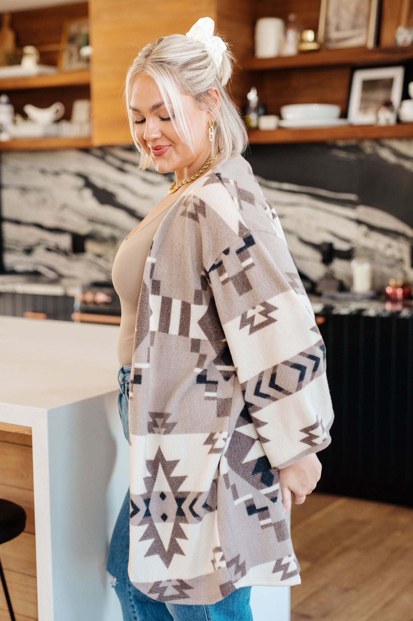 Full of Character Blanket Kimono in Dried Sage