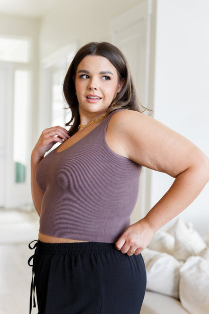 Fundamentals Ribbed Seamless Reversible Tank in Eggplant