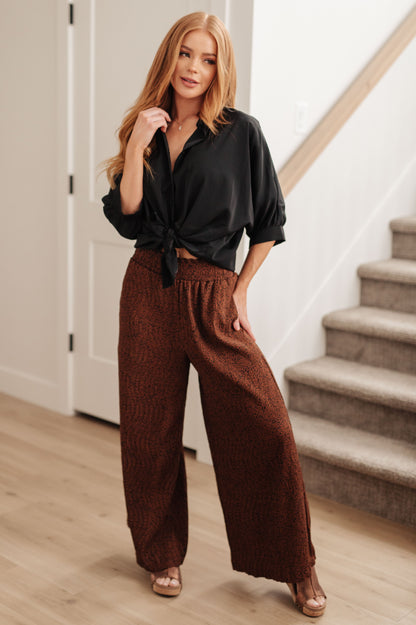 Harmony High Rise Wide Leg Pants in Picante Brown