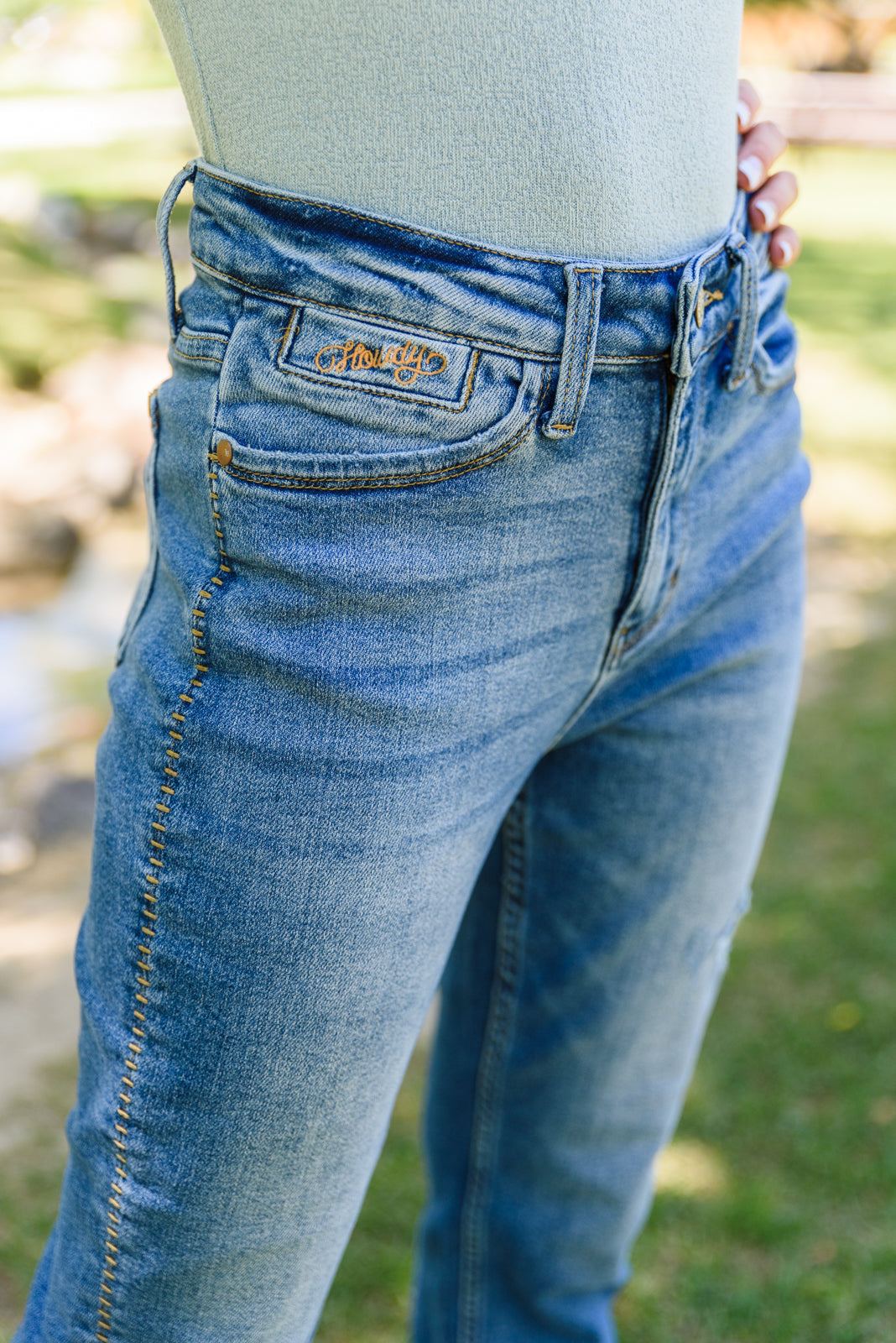 Howdy Embroidery High Rise Boyfriend Jeans | Judy Blue