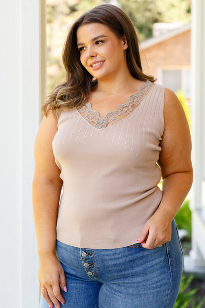 I Can Love You Better Lace Tank in Taupe | 7 sizes