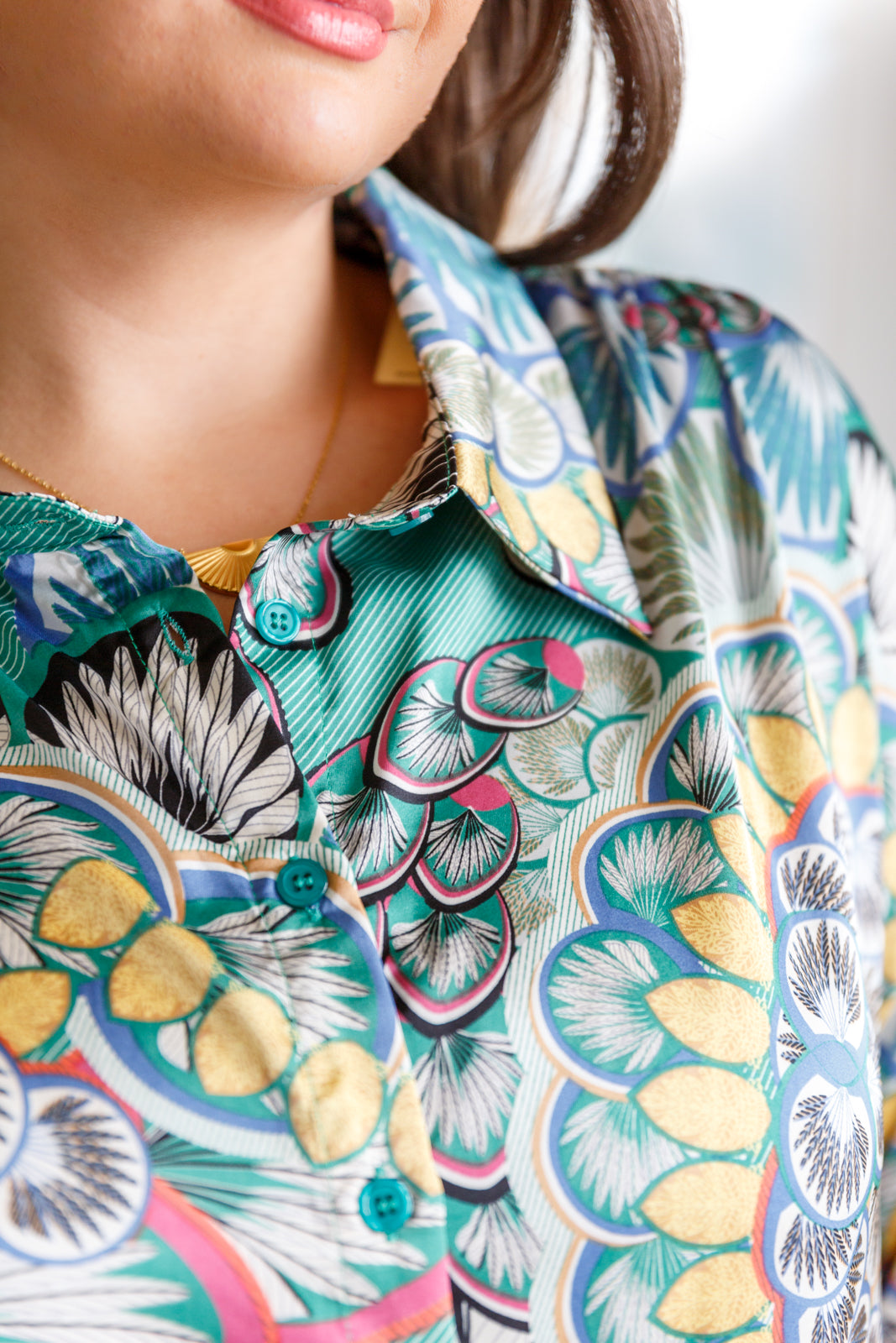 In the Willows Button Up Blouse in Teal Paisley RESTOCK