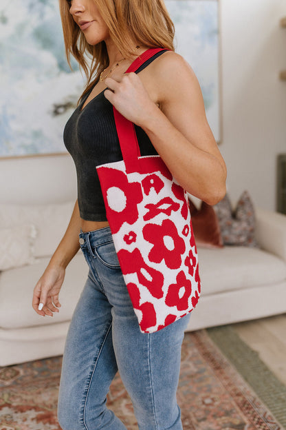 Lazy Daisy Knit Bag in Red
