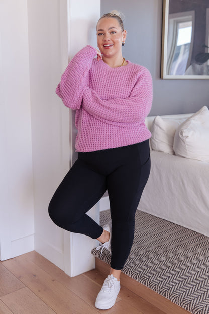 Little Knitter Sweater in Fuchsia Pink