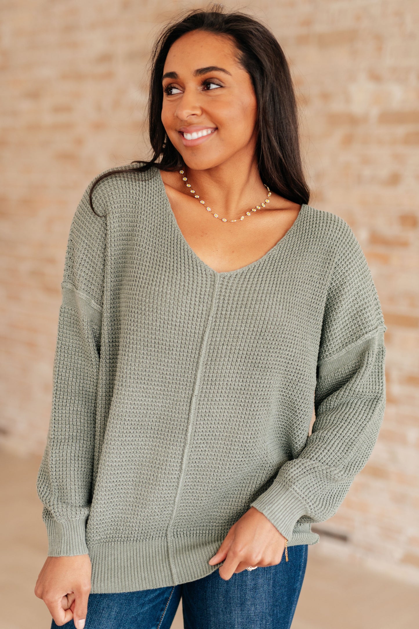 Magi Lune V-Neck Sweater in Tidal Foam