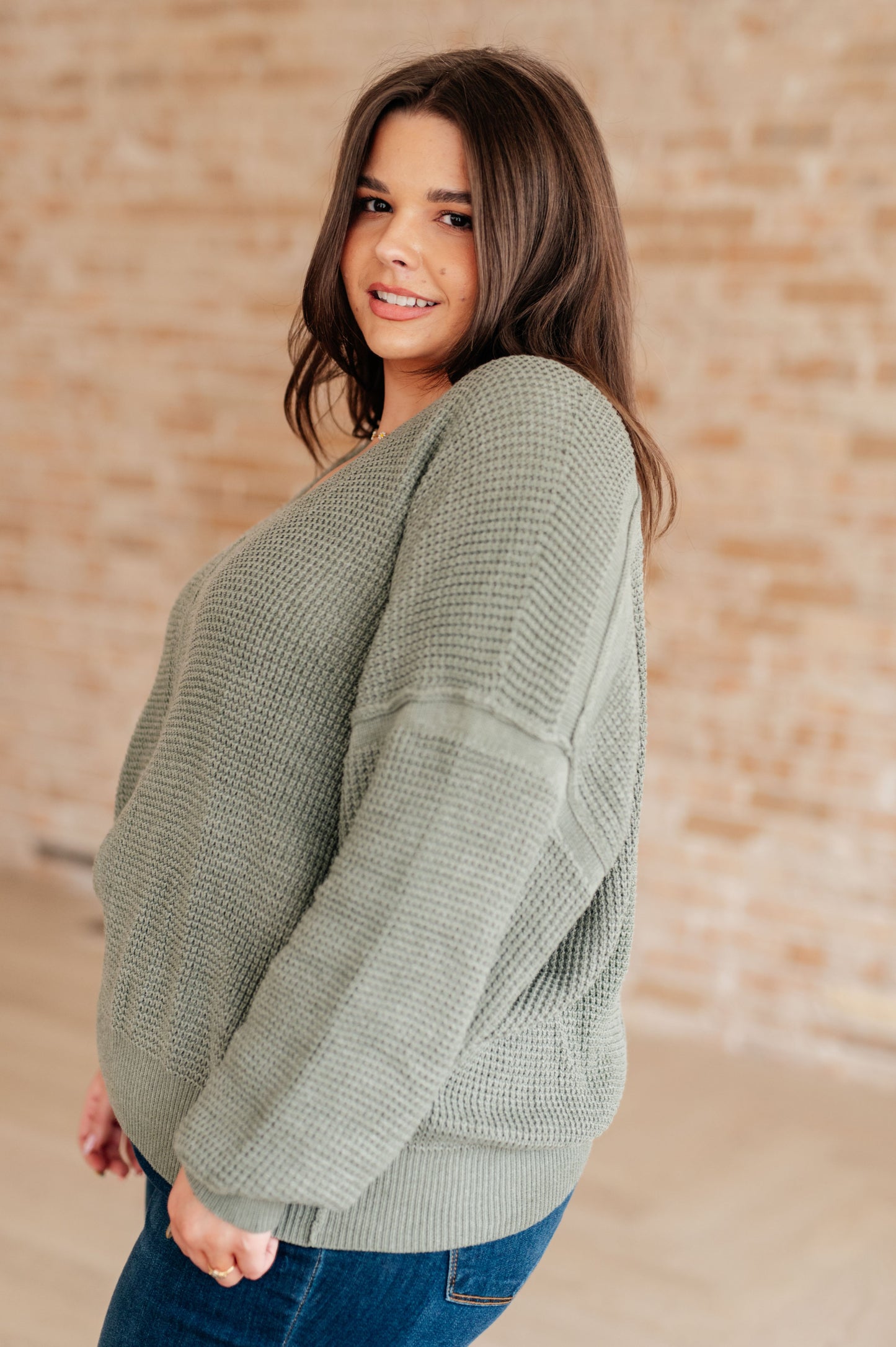 Magi Lune V-Neck Sweater in Tidal Foam