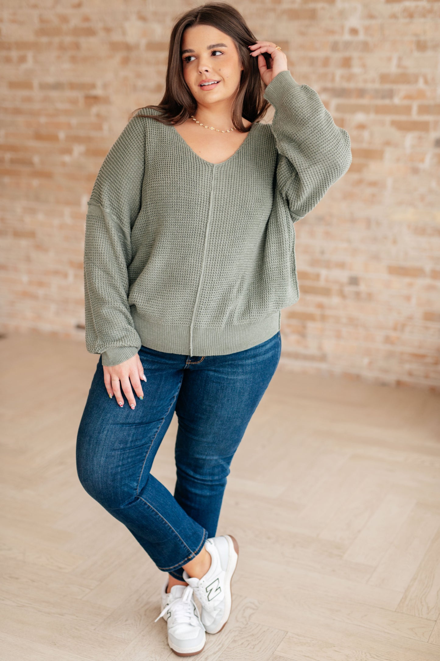 Magi Lune V-Neck Sweater in Tidal Foam