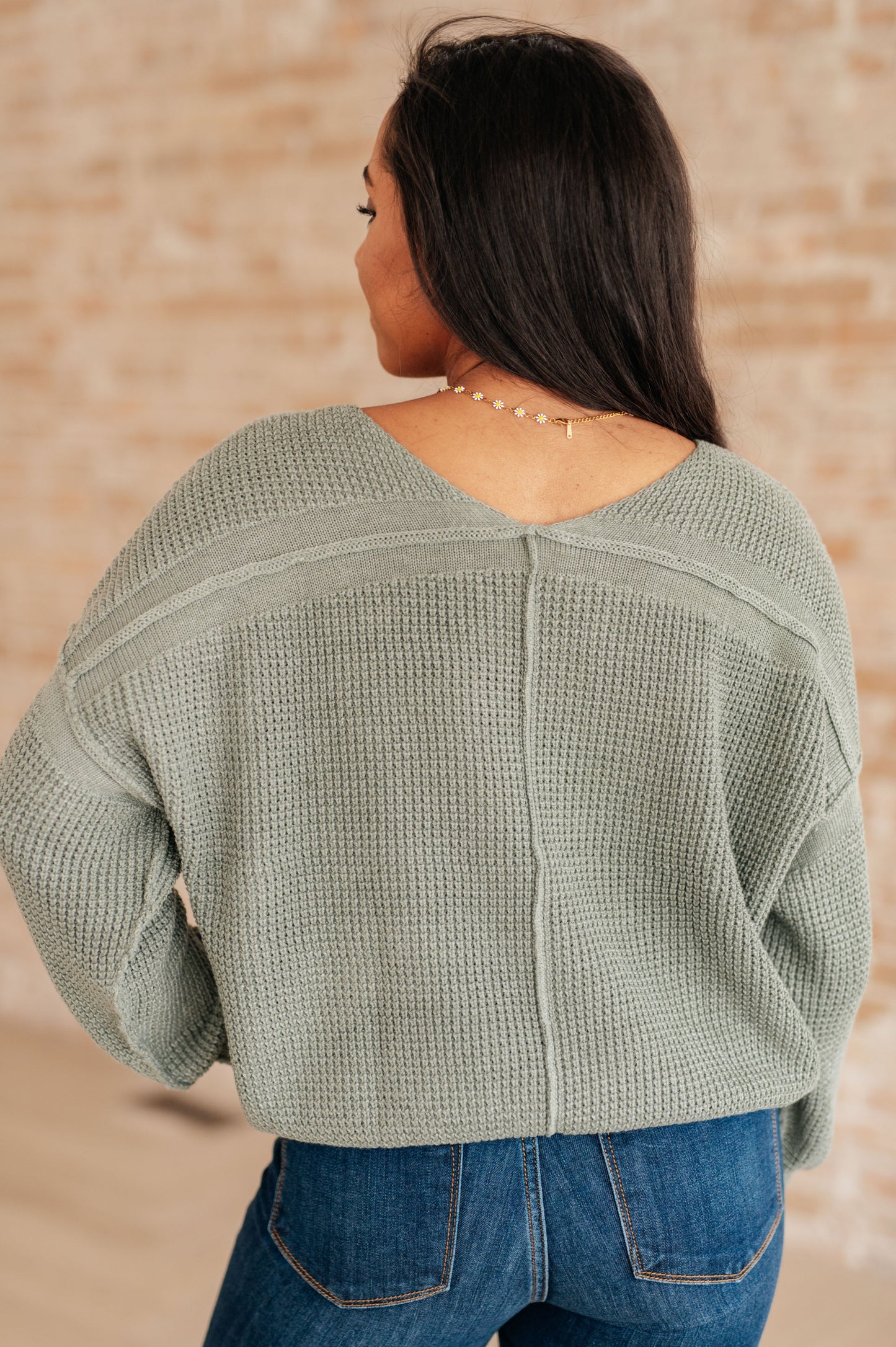 Magi Lune V-Neck Sweater in Tidal Foam