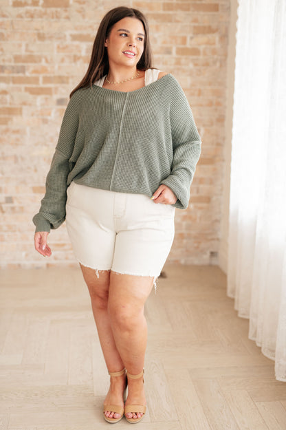 Magi Lune V-Neck Sweater in Tidal Foam