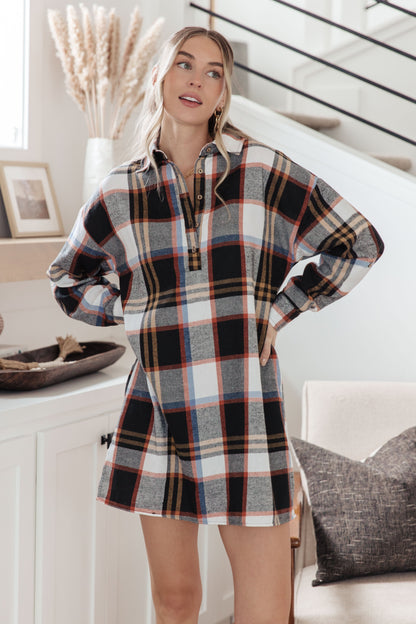 Make it Right Plaid Shirt Dress in Coffee