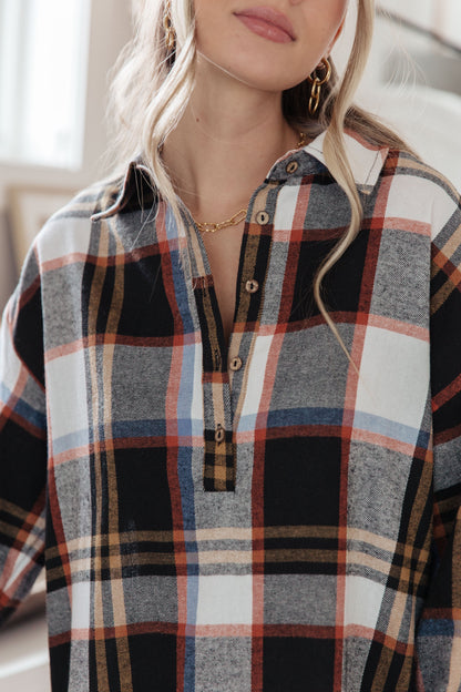 Make it Right Plaid Shirt Dress in Coffee