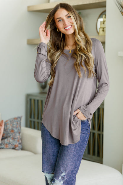 Me Time Long Sleeve Top in Purple Dove