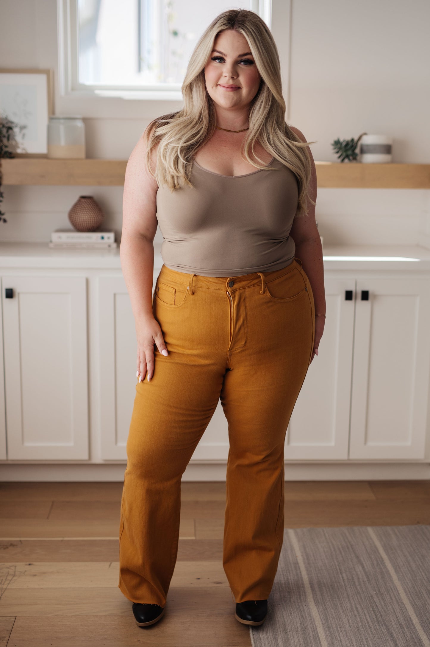 Melinda High Rise Control Top Flare Jeans in Marigold | Judy Blue