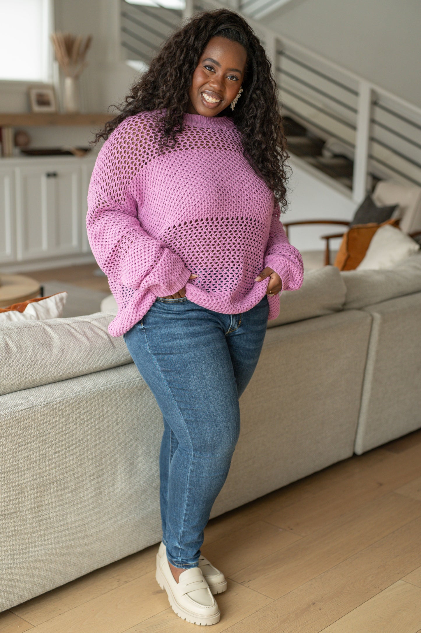 My Latest Love Loose Knit Sweater in Puce
