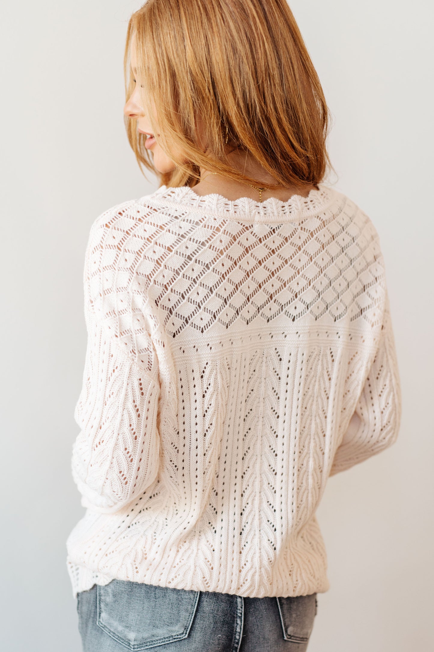 Never Let Down Lightweight Knit Sweater in Seedpearl