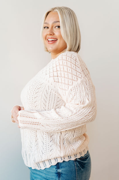 Never Let Down Lightweight Knit Sweater in Seedpearl