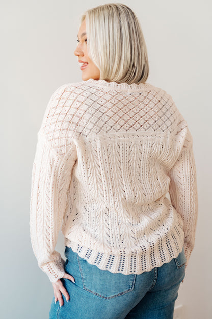 Never Let Down Lightweight Knit Sweater in Seedpearl