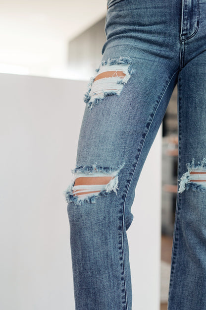 O'Hara Destroyed Straight Jeans Mid Rise | Judy Blue