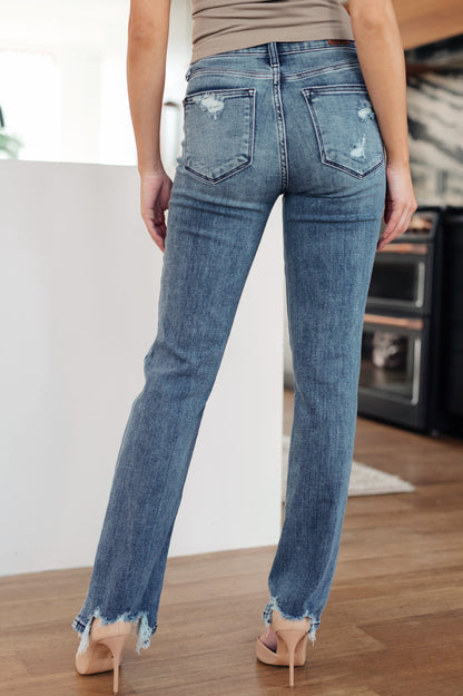 O'Hara Destroyed Straight Jeans Mid Rise | Judy Blue