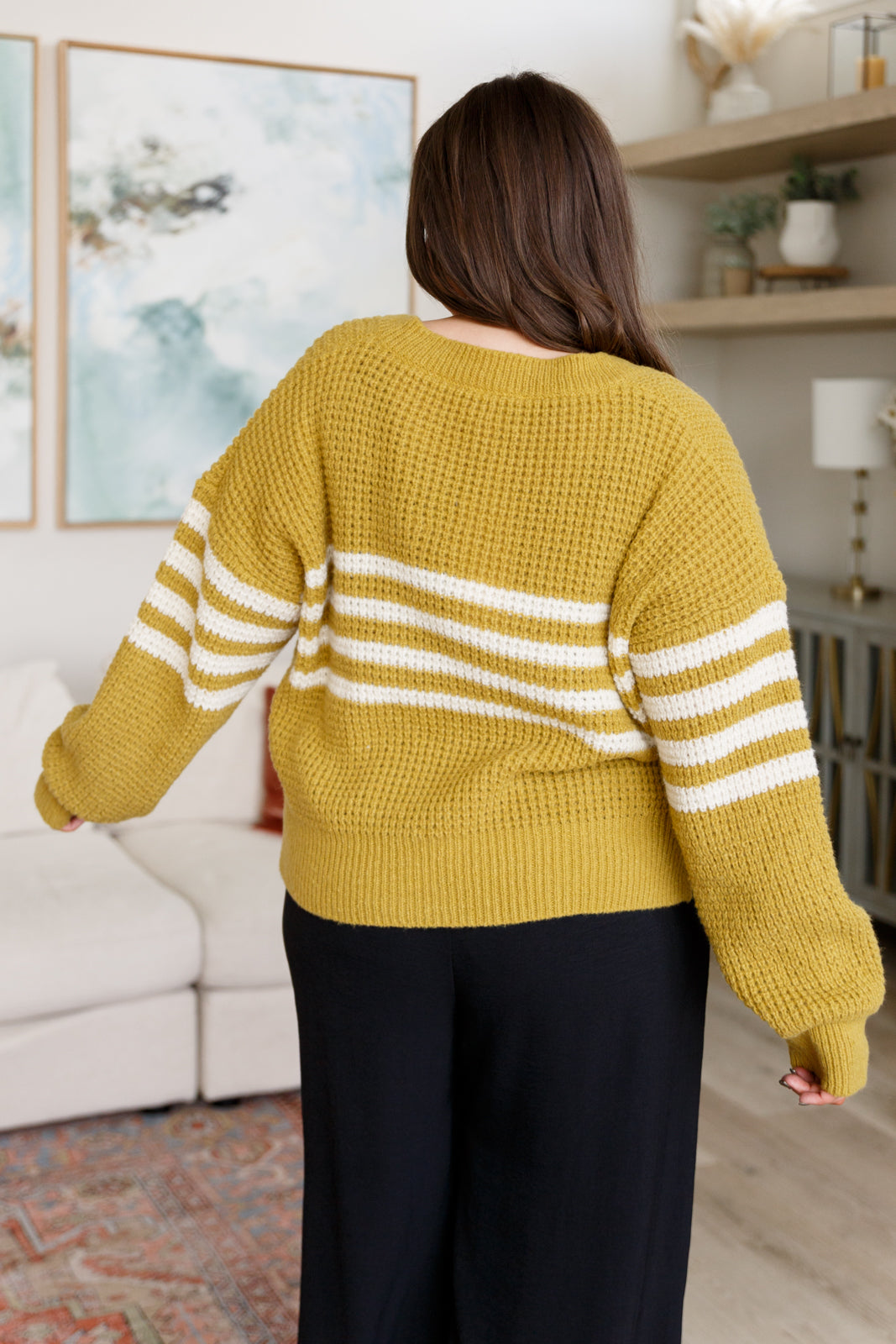 On Top of the World Striped Cardigan in Gold