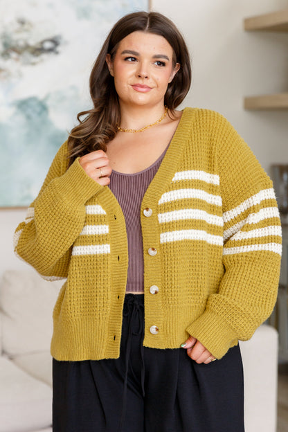On Top of the World Striped Cardigan in Gold