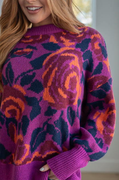 Rosie Posey Floral Sweater in Fandango