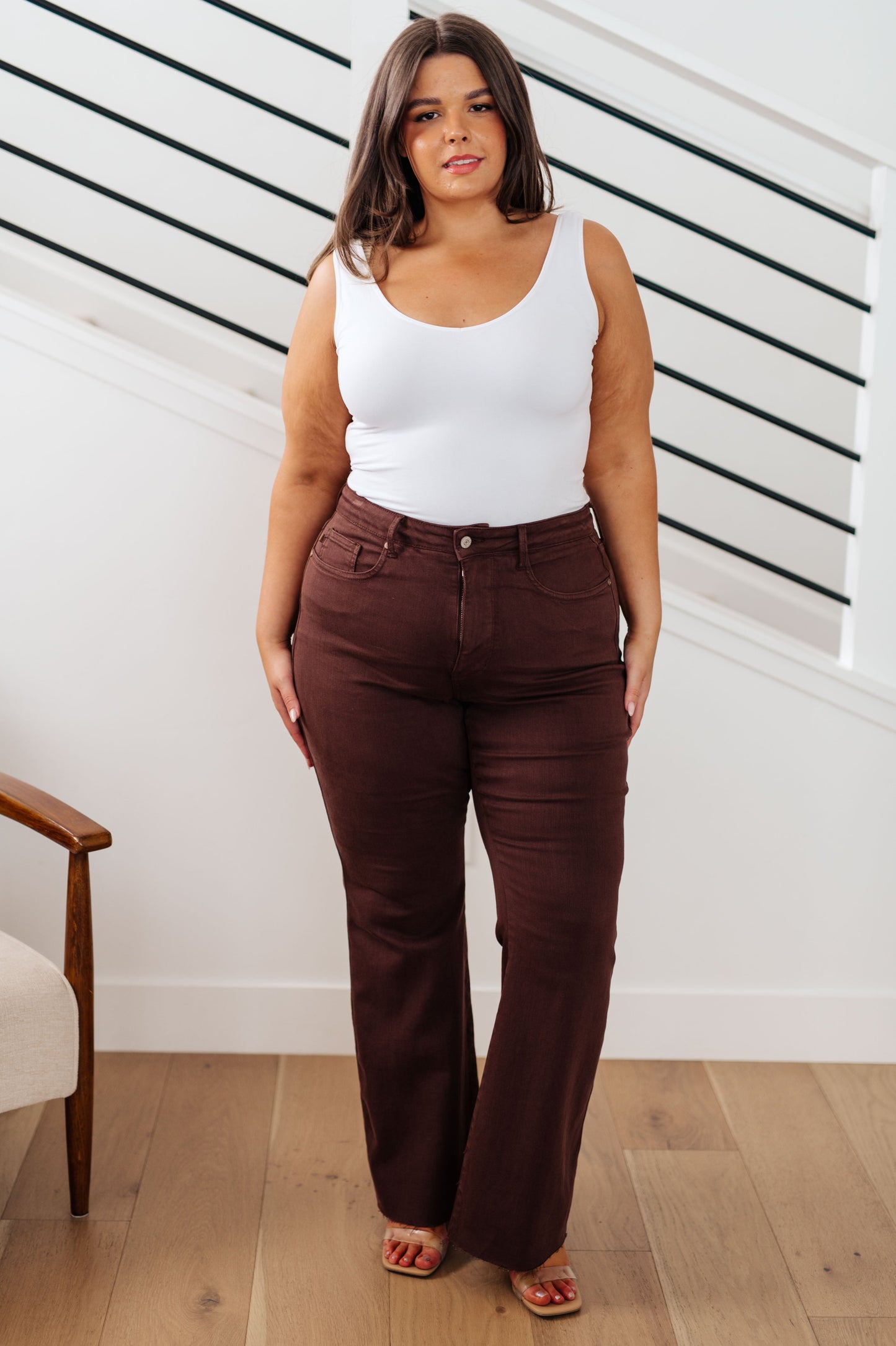 Sienna High Rise TUMMY CONTROL Top Flare Jeans in Espresso | Judy Blue