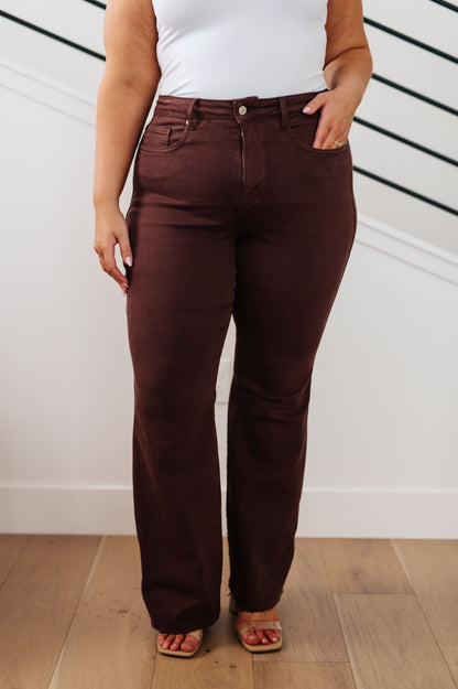 Sienna High Rise TUMMY CONTROL Top Flare Jeans in Espresso | Judy Blue