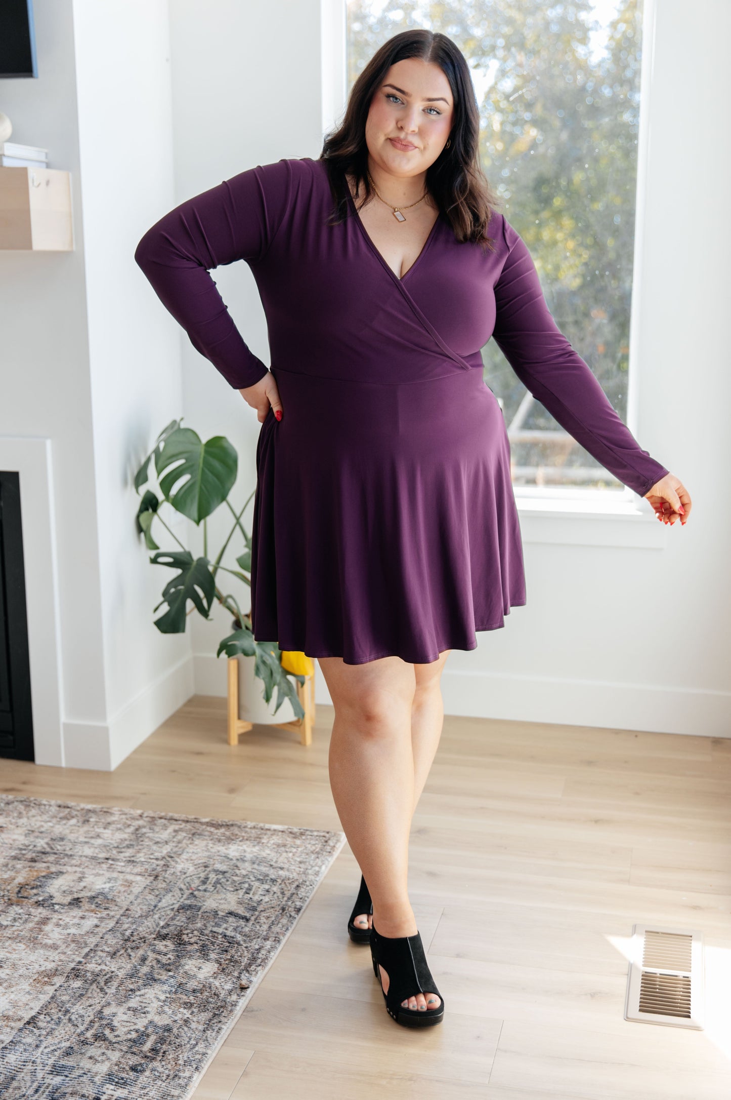 Solution to Everything Long Sleeve Skort Dress in Chinese Violet