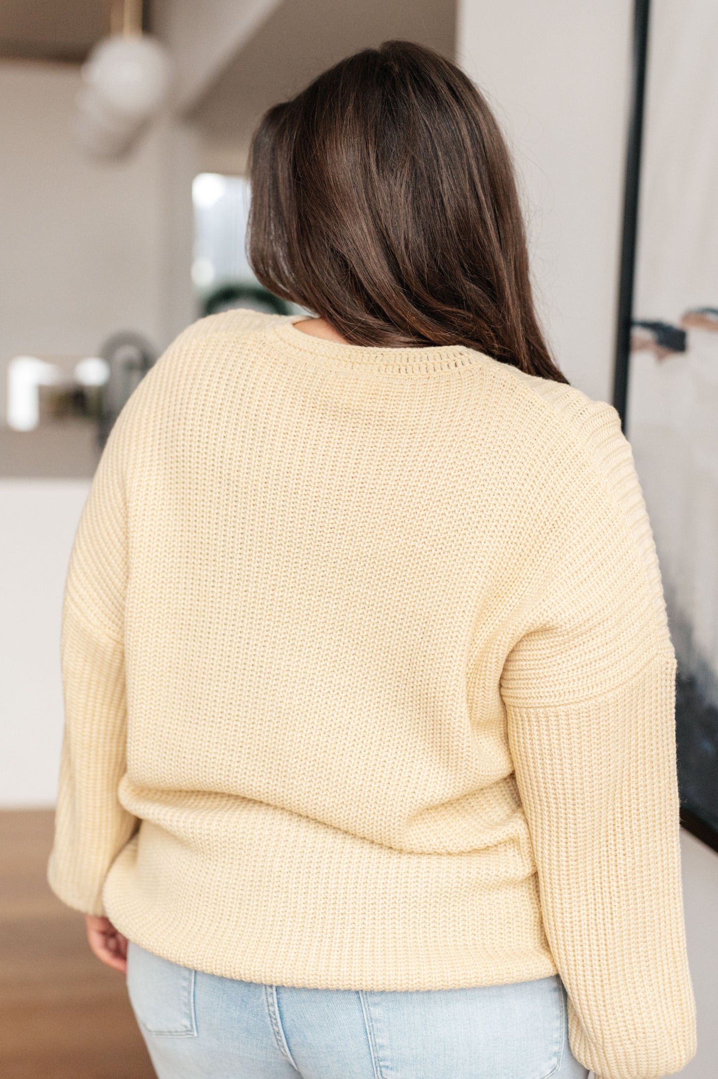 Square Dance Granny Square Crochet Sweater in Vanilla