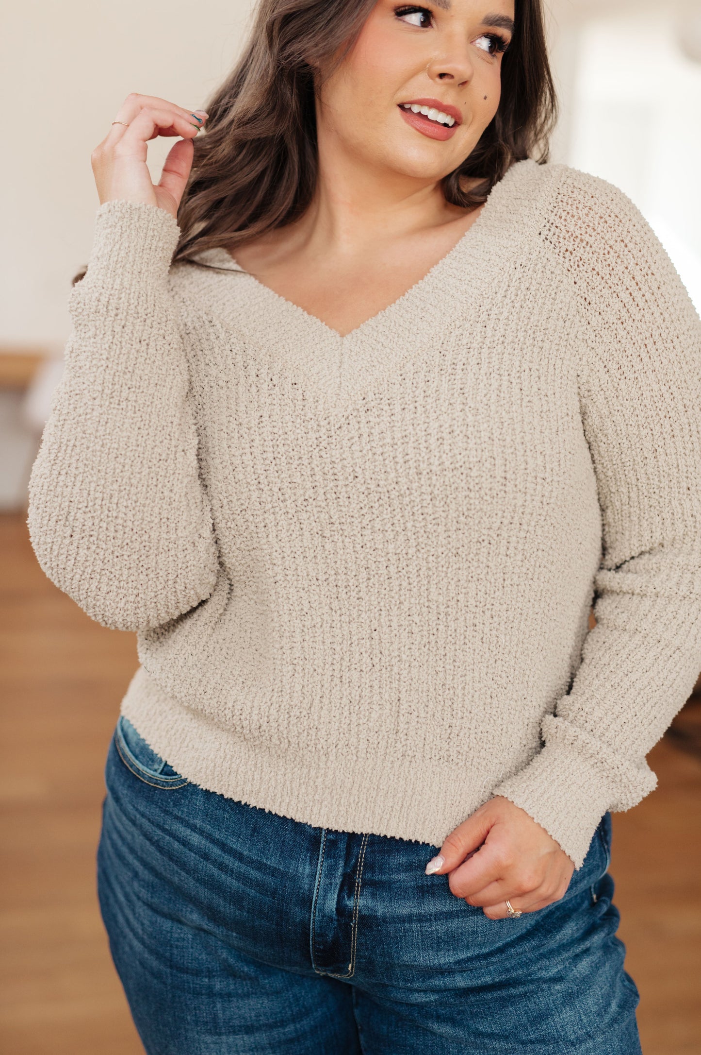 Stuck In The Moment V-Neck Sweater in Oatmeal