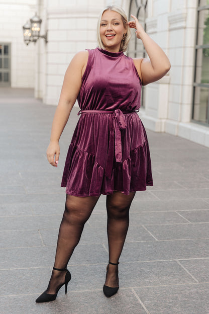 Tied In A Bow Velvet Dress in China Rose