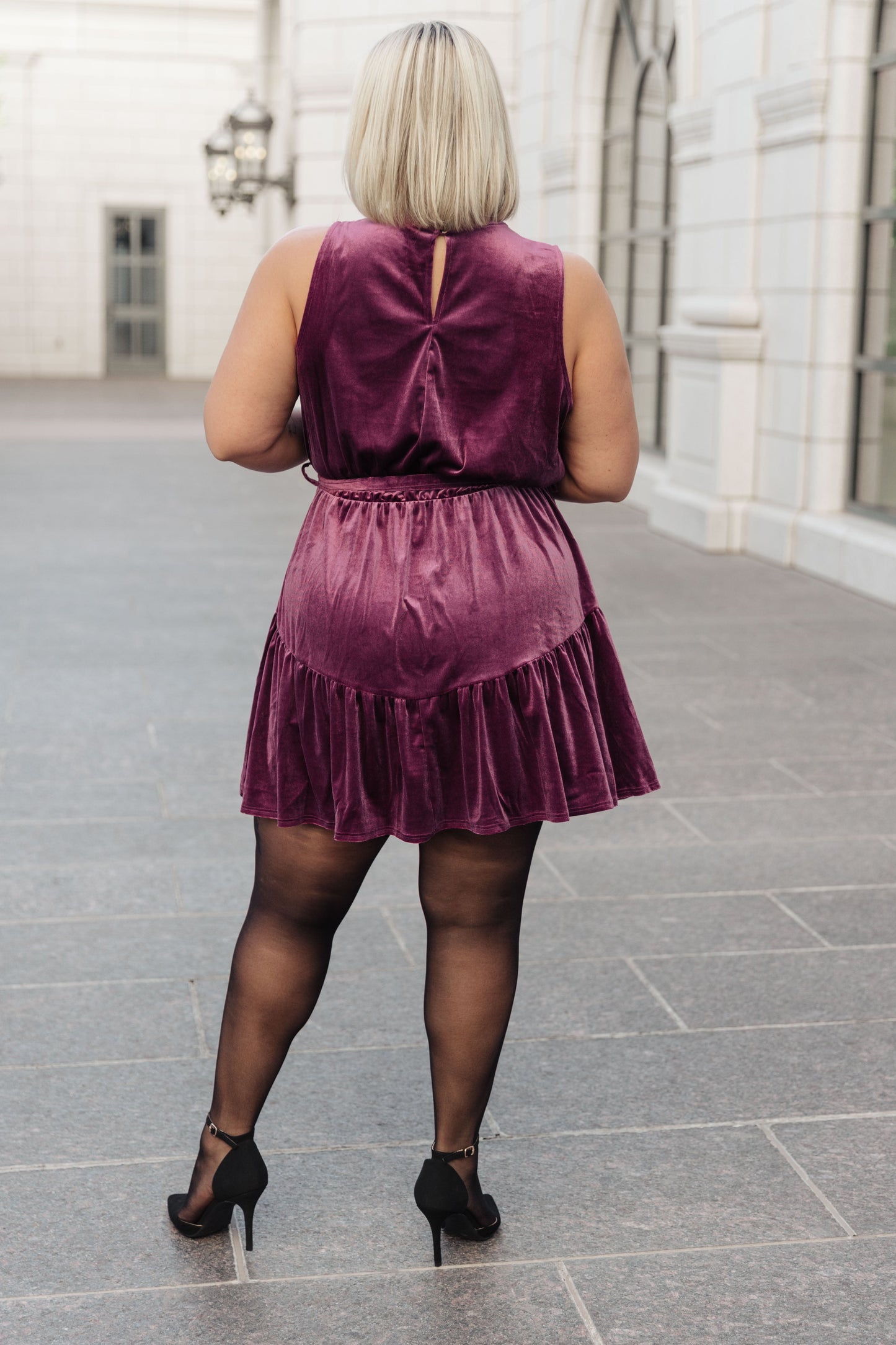 Tied In A Bow Velvet Dress in China Rose