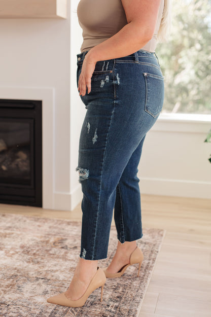 Whitney High Rise Distressed Wide Leg Crop Jeans | Judy Blue