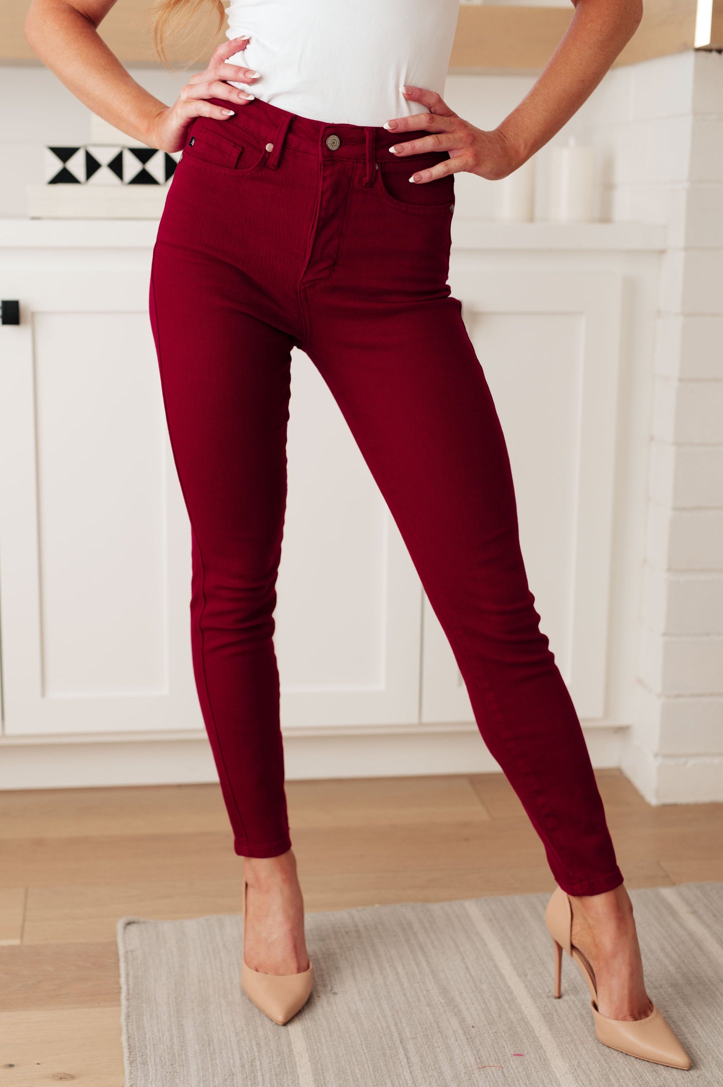 Wanda High Rise Control Top Skinny Jeans Scarlet | Judy Blue