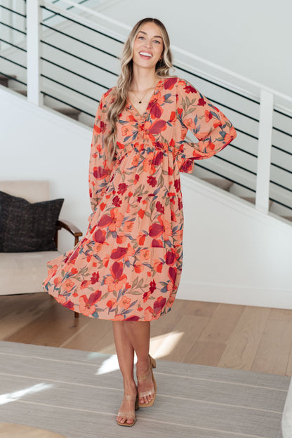 You And Me Floral Dress in Salmon